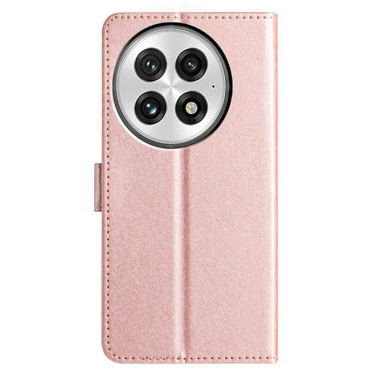 For OnePlus 13 Wallet Case Leather Folio Phone Cover Magnetic Clasp - Rose Gold