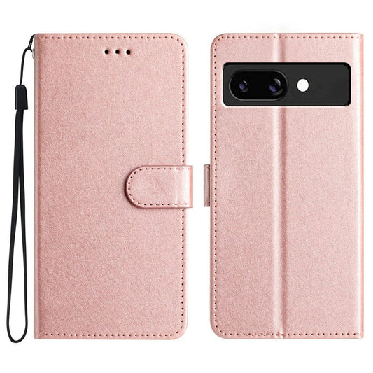 For Google Pixel 9a Wallet Case Leather Folio Phone Cover Magnetic Clasp - Rose Gold