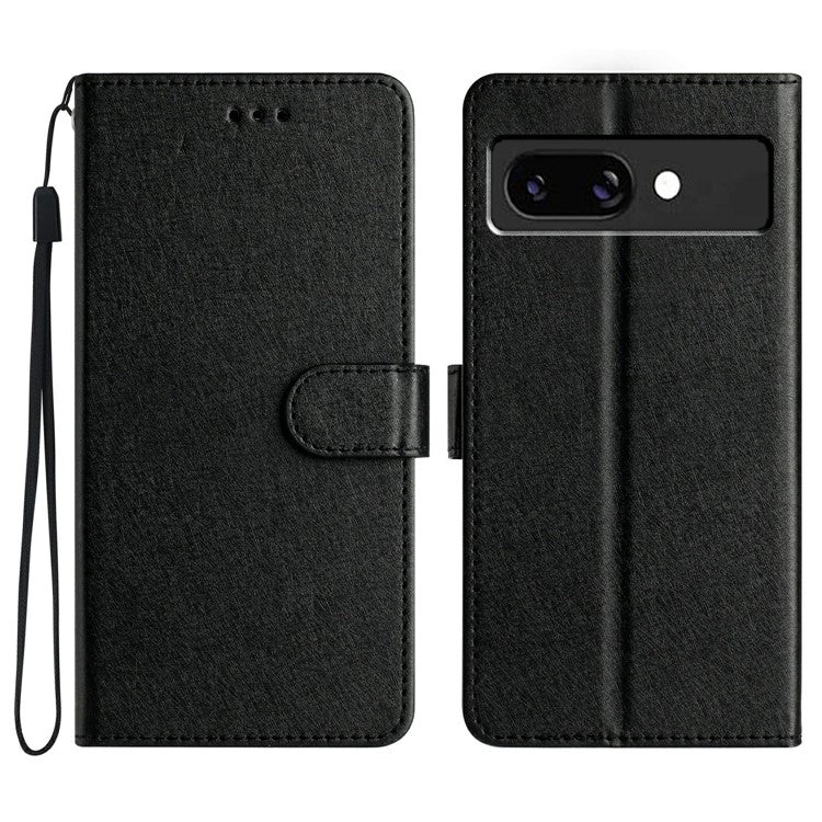 For Google Pixel 9a Wallet Case Leather Folio Phone Cover Magnetic Clasp - Black