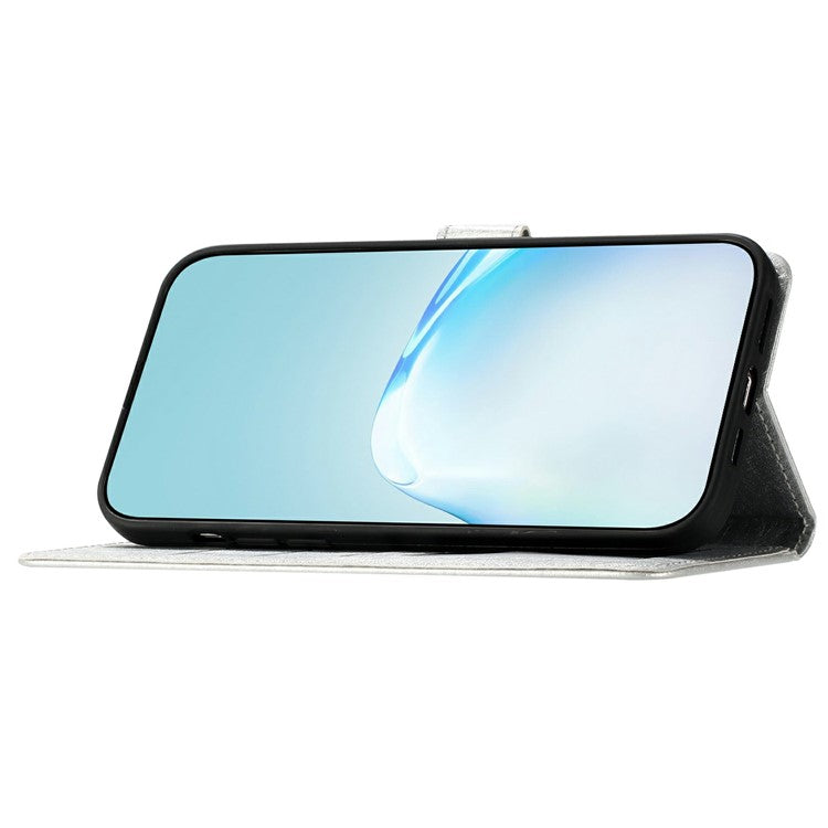 For Google Pixel 9a Wallet Case Leather Folio Phone Cover Magnetic Clasp - Silver