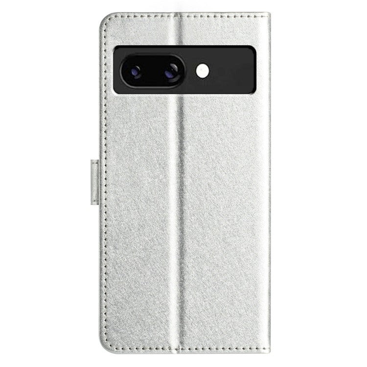 For Google Pixel 9a Wallet Case Leather Folio Phone Cover Magnetic Clasp - Silver