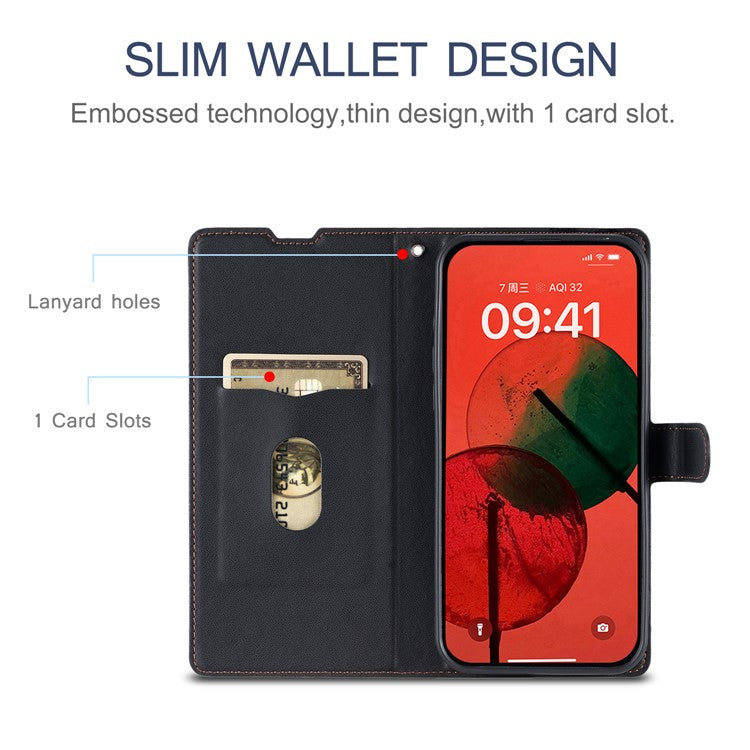 Leather Case for Oppo A3x 4G / 5G (India) / A3 4G / A3 5G / A60 5G / A40 4G Phone Cover with Card Slot, Strap - Black