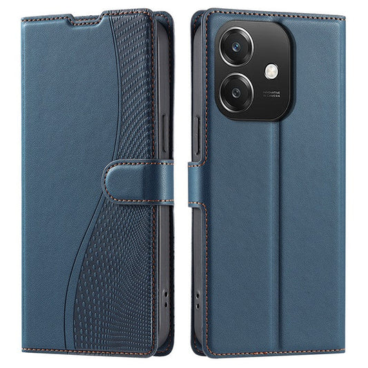 Leather Case for Oppo A3x 4G / 5G (India) / A3 4G / A3 5G / A60 5G / A40 4G Phone Cover with Card Slot, Strap - Blue
