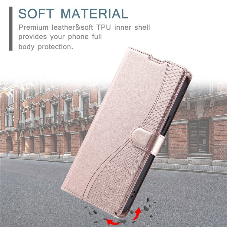 Leather Case for Oppo A3x 4G / 5G (India) / A3 4G / A3 5G / A60 5G / A40 4G Phone Cover with Card Slot, Strap - Rose Gold