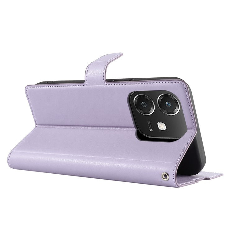Leather Case for Oppo A3x 4G / 5G (India) / A3 4G / A3 5G / A60 5G / A40 4G Phone Cover with Card Slot, Strap - Purple