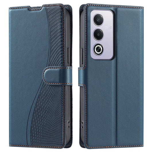 Leather Case for Oppo A80 5G / A3 Pro (India) 5G / A3 Pro (Global) 5G / K12x 5G (India) Phone Cover with Card Slot, Strap - Blue