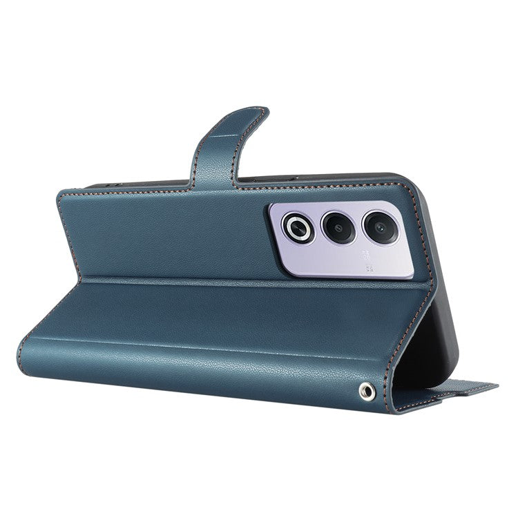 Leather Case for Oppo A80 5G / A3 Pro (India) 5G / A3 Pro (Global) 5G / K12x 5G (India) Phone Cover with Card Slot, Strap - Blue