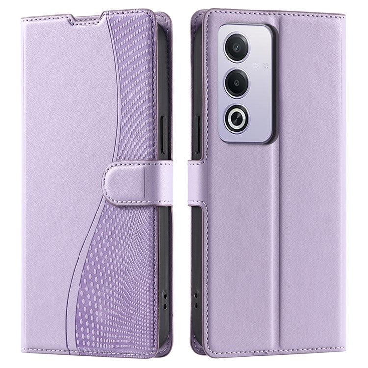 Leather Case for Oppo A80 5G / A3 Pro (India) 5G / A3 Pro (Global) 5G / K12x 5G (India) Phone Cover with Card Slot, Strap - Purple