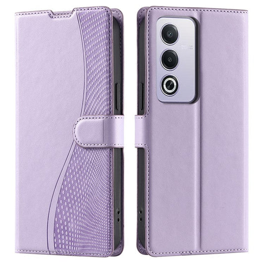 Leather Case for Oppo A80 5G / A3 Pro (India) 5G / A3 Pro (Global) 5G / K12x 5G (India) Phone Cover with Card Slot, Strap - Purple