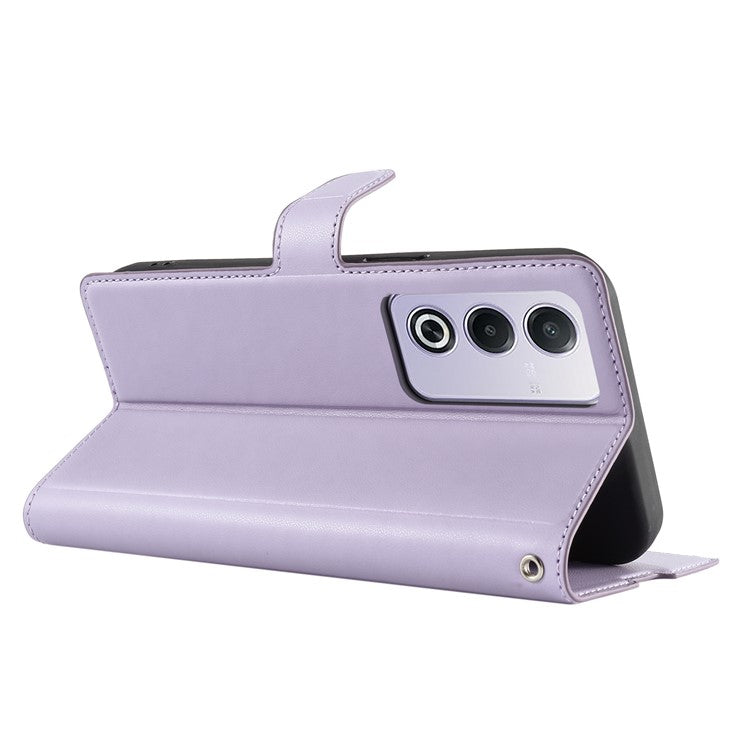 Leather Case for Oppo A80 5G / A3 Pro (India) 5G / A3 Pro (Global) 5G / K12x 5G (India) Phone Cover with Card Slot, Strap - Purple