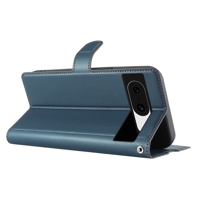 For Google Pixel 8a Case Dots Imprinted PU Leather Flip Phone Cover with Card Slot, Strap - Blue