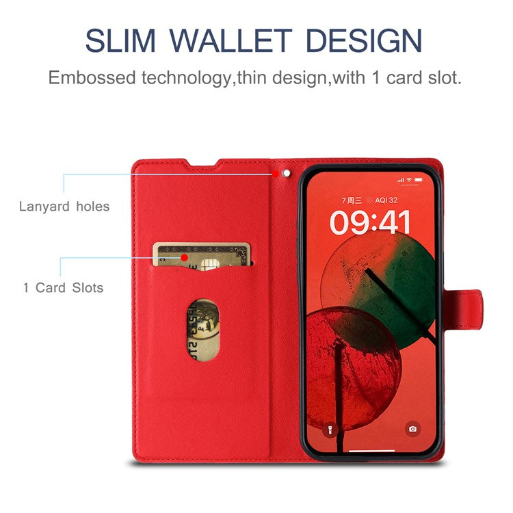 For Google Pixel 9 Pro / Pixel 9 Case Dots Imprinted PU Leather Flip Phone Cover with Card Slot, Strap - Red