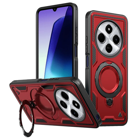 Kickstand Case for Xiaomi Poco C75 4G / Redmi 14R 5G / 14C 4G Compatible with MagSafe Military Protection PC+TPU Cover - Red