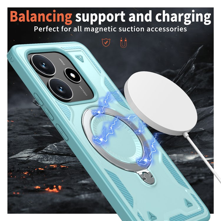 For Xiaomi Redmi Note 14 5G Case Compatible with MagSafe Military Protection PC+TPU Kickstand Phone Cover - Baby Blue