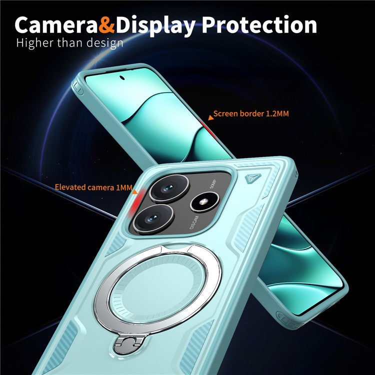 For Xiaomi Redmi Note 14 5G Case Compatible with MagSafe Military Protection PC+TPU Kickstand Phone Cover - Baby Blue