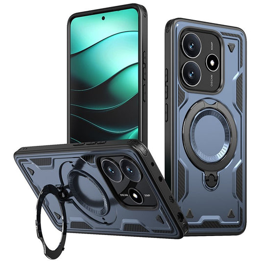 For Xiaomi Redmi Note 14 5G Case Compatible with MagSafe Military Protection PC+TPU Kickstand Phone Cover - Blue