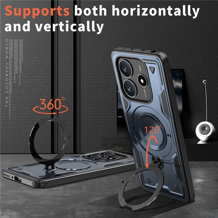 For Xiaomi Redmi Note 14 5G Case Compatible with MagSafe Military Protection PC+TPU Kickstand Phone Cover - Blue