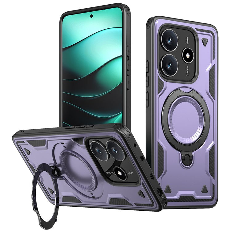 For Xiaomi Redmi Note 14 5G Case Compatible with MagSafe Military Protection PC+TPU Kickstand Phone Cover - Purple