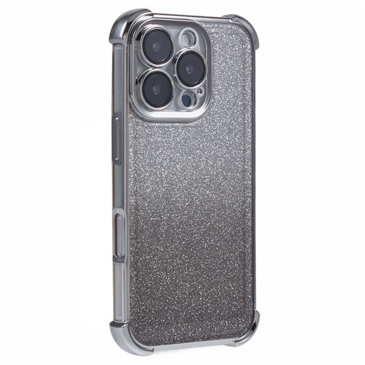 For iPhone 16 Pro Case Glitter TPU Phone Cover Reinforced Corners - Silver