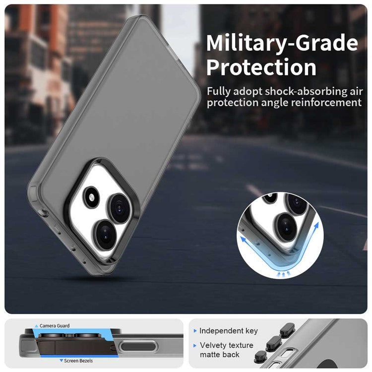 For Xiaomi Redmi Note 14 5G Case PC+TPU+PET Matte Anti-Drop Phone Back Cover - Black