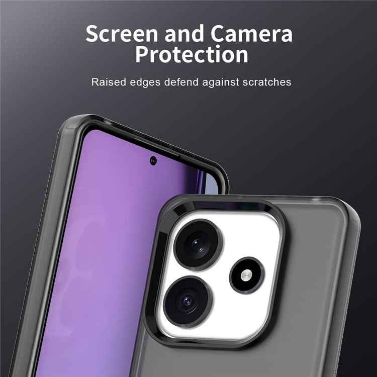 For Xiaomi Redmi Note 14 5G Case PC+TPU+PET Matte Anti-Drop Phone Back Cover - Black