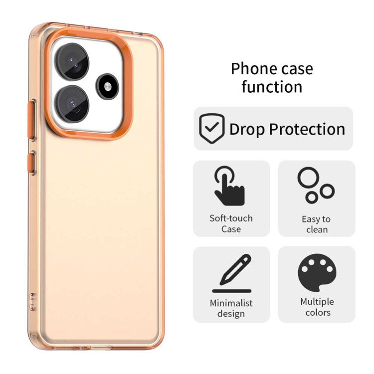 For Xiaomi Redmi Note 14 5G Case PC+TPU+PET Matte Anti-Drop Phone Back Cover - Orange