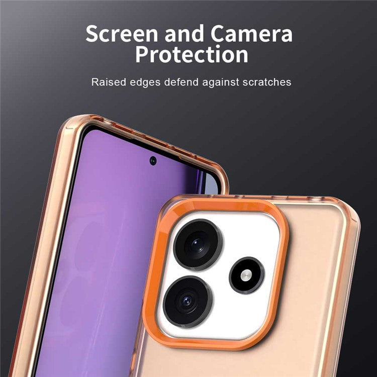 For Xiaomi Redmi Note 14 5G Case PC+TPU+PET Matte Anti-Drop Phone Back Cover - Orange