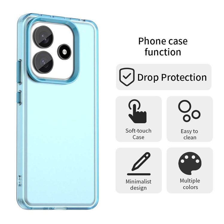 For Xiaomi Redmi Note 14 5G Case PC+TPU+PET Matte Anti-Drop Phone Back Cover - Blue