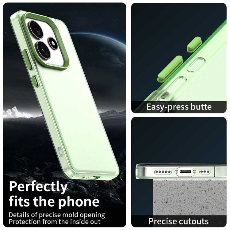 For Xiaomi Redmi Note 14 5G Case PC+TPU+PET Matte Anti-Drop Phone Back Cover - Green