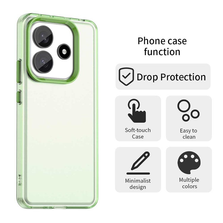 For Xiaomi Redmi Note 14 5G Case PC+TPU+PET Matte Anti-Drop Phone Back Cover - Green