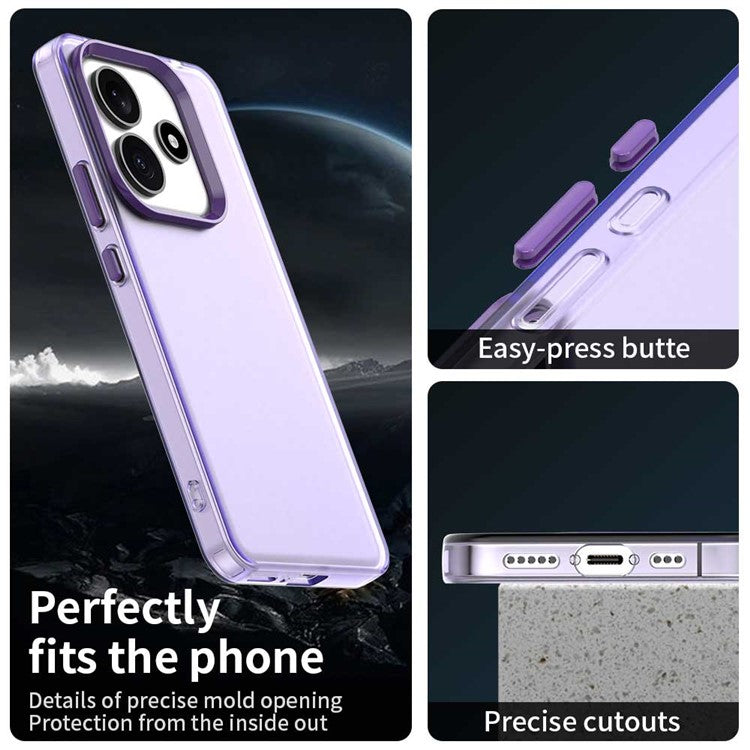 For Xiaomi Redmi Note 14 5G Case PC+TPU+PET Matte Anti-Drop Phone Back Cover - Purple
