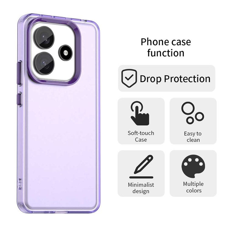 For Xiaomi Redmi Note 14 5G Case PC+TPU+PET Matte Anti-Drop Phone Back Cover - Purple