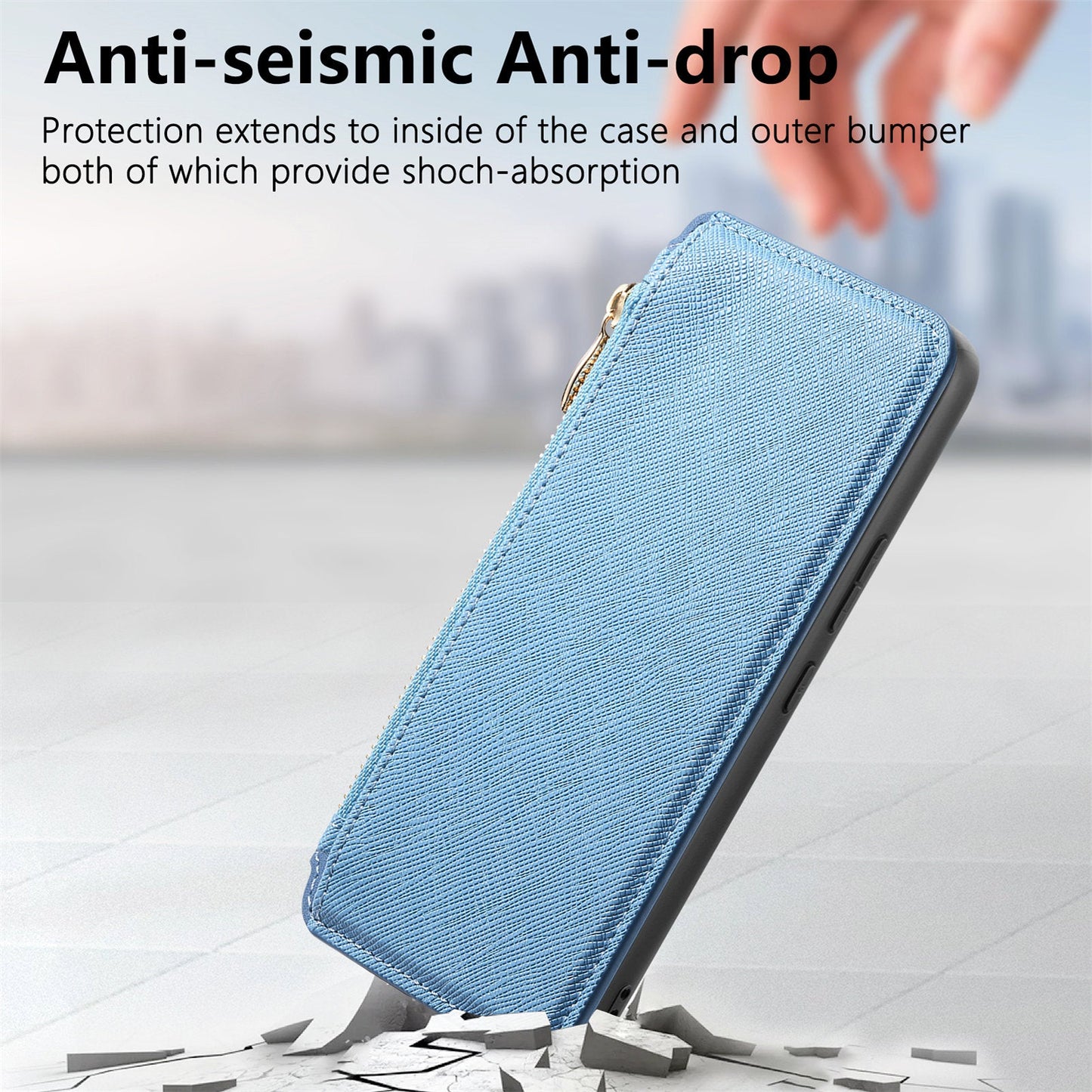 For Samsung Galaxy S25 Leather Case CASENEO Cross Texture Detachable Magnetic Phone Cover Wallet Stand - Blue