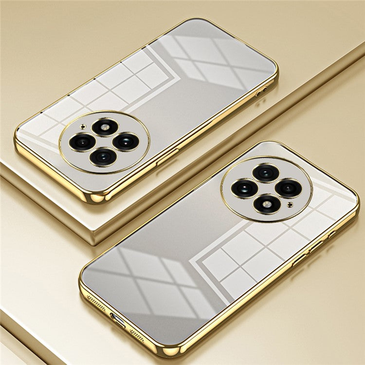 For OnePlus 13 Case Electroplating Frame Soft TPU Phone Cover - Gold