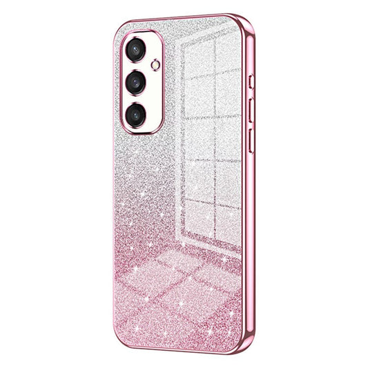 For Samsung Galaxy S25 Case Electroplating Gradient Glitter TPU Phone Cover - Pink