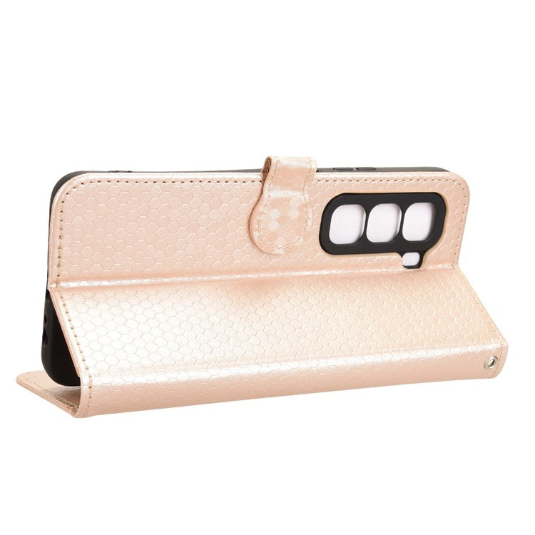For Infinix Hot 50 Pro 4G X6881 Wallet Case Dot Pattern Imprint PU Leather Phone Cover - Rose Gold