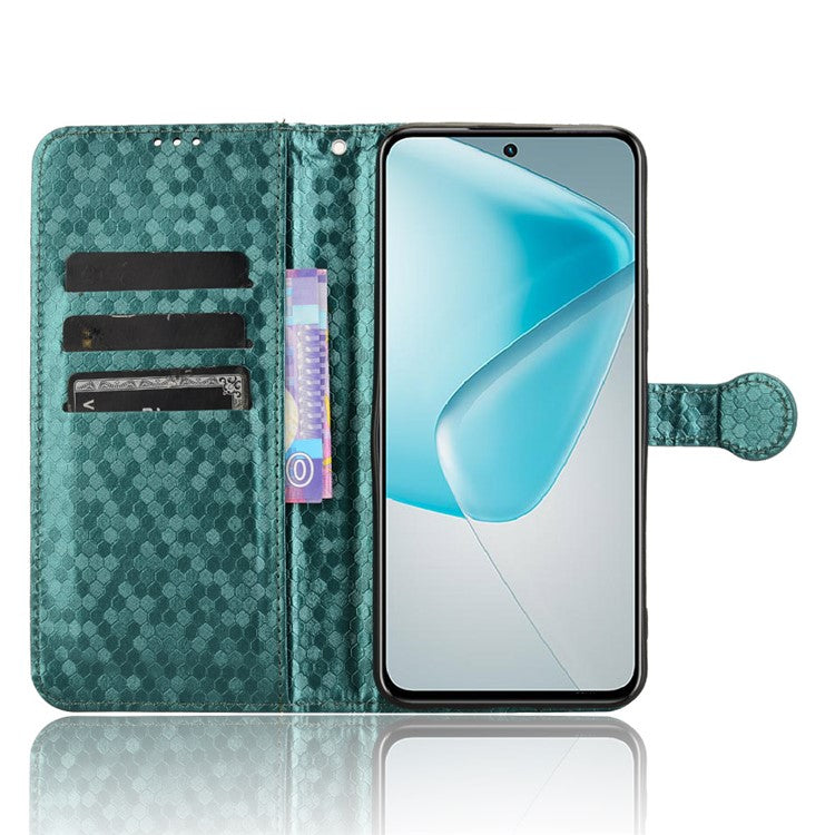 For Infinix Hot 50 Pro 4G X6881 Wallet Case Dot Pattern Imprint PU Leather Phone Cover - Green