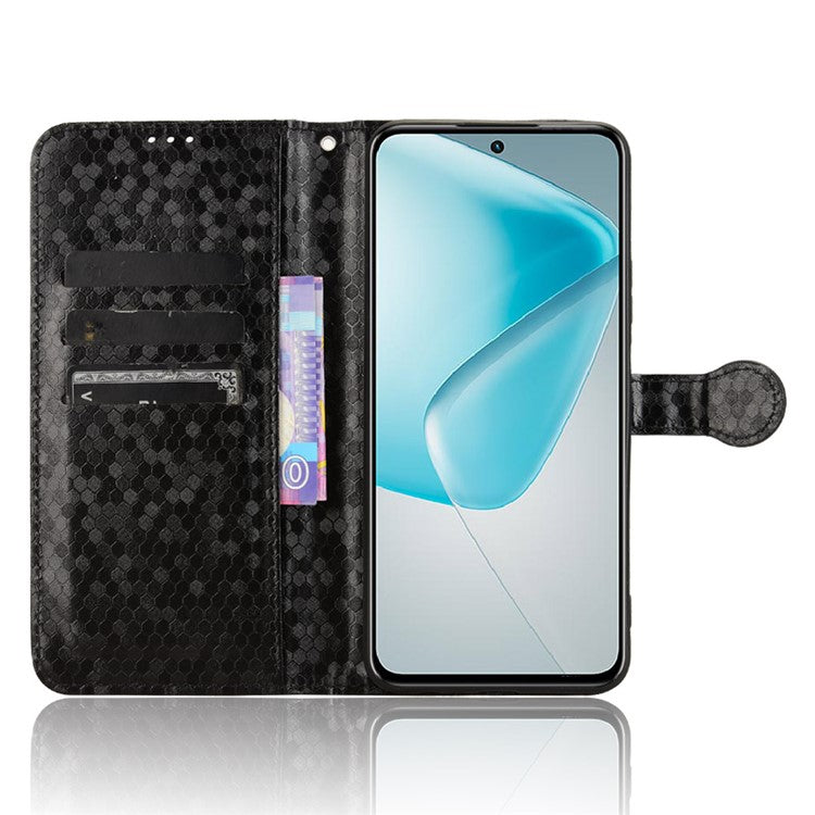 For Infinix Hot 50 Pro+ 4G X6880 Wallet Case Dot Pattern Imprint PU Leather Phone Cover - Black