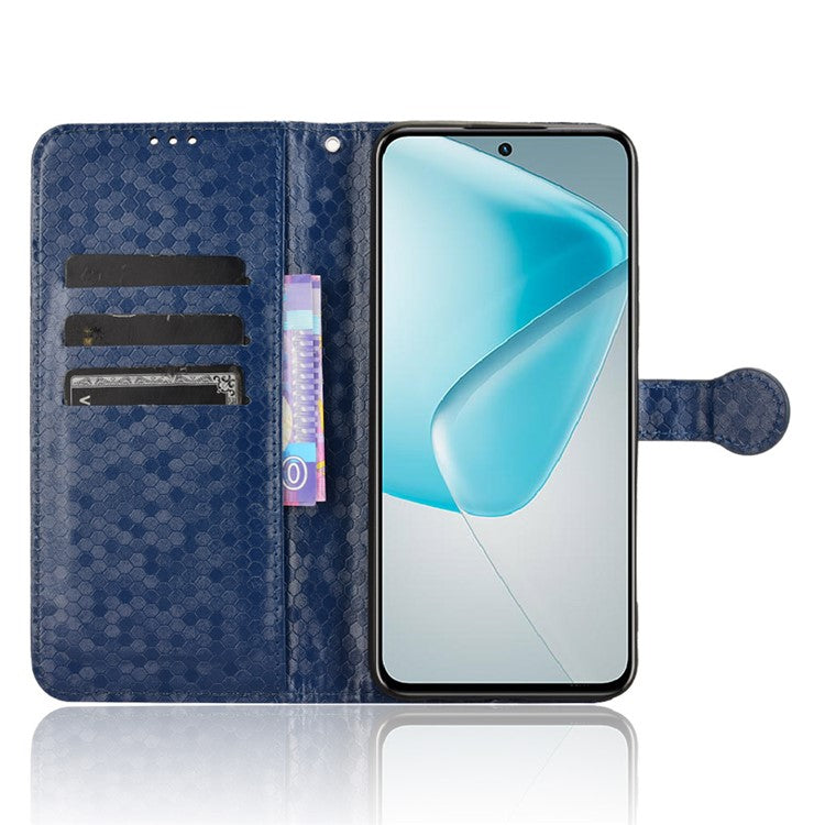 For Infinix Hot 50 Pro+ 4G X6880 Wallet Case Dot Pattern Imprint PU Leather Phone Cover - Dark Blue