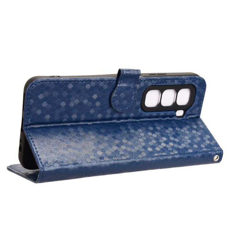 For Infinix Hot 50 Pro+ 4G X6880 Wallet Case Dot Pattern Imprint PU Leather Phone Cover - Dark Blue