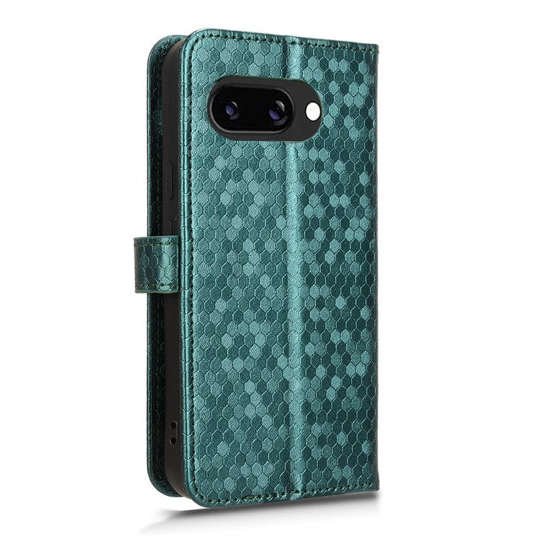 For Google Pixel 9a Wallet Case Dot Pattern Imprint PU Leather Phone Cover - Green