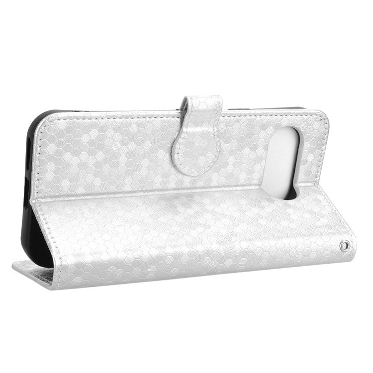 For Google Pixel 9a Wallet Case Dot Pattern Imprint PU Leather Phone Cover - Silver