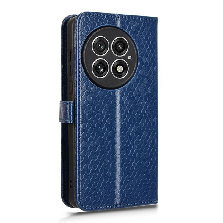 For OnePlus 13 Wallet Case Dot Pattern Imprint PU Leather Phone Cover - Dark Blue