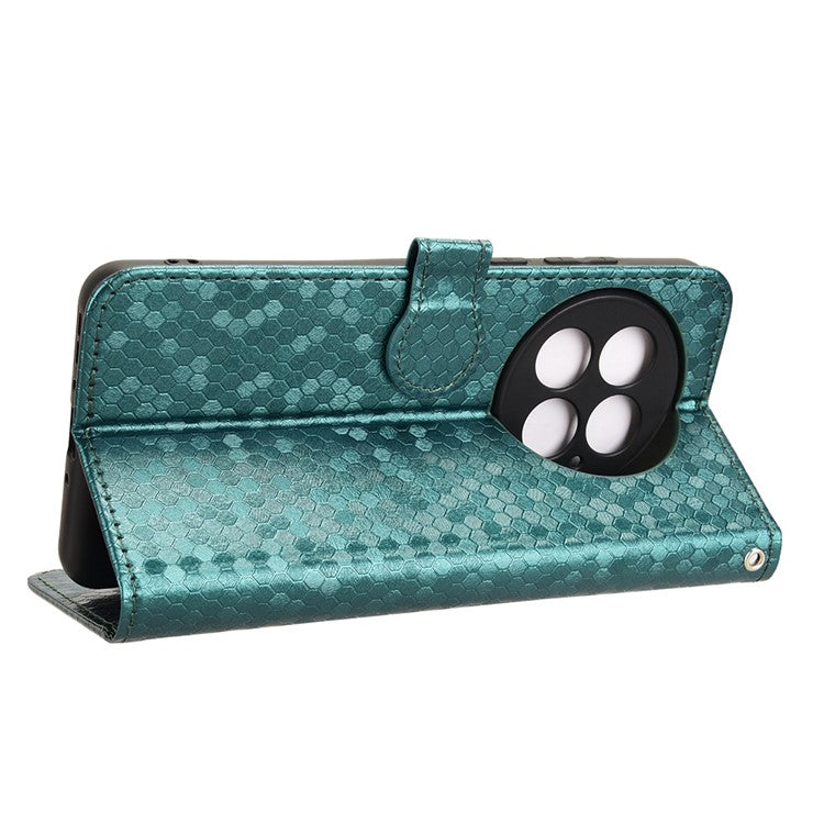 For OnePlus 13 Wallet Case Dot Pattern Imprint PU Leather Phone Cover - Green
