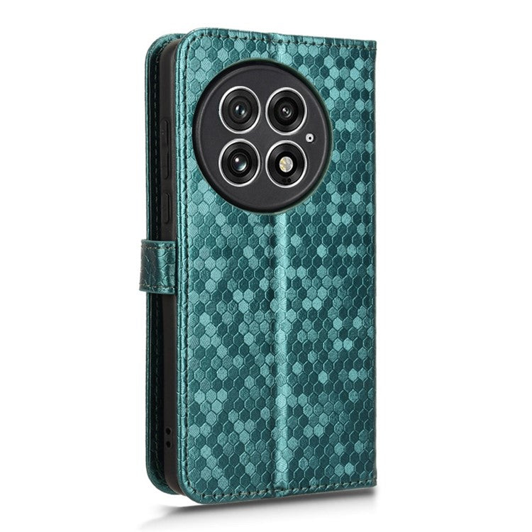 For OnePlus 13 Wallet Case Dot Pattern Imprint PU Leather Phone Cover - Green