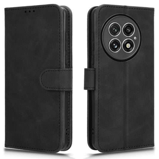 For OnePlus 13 Leather Case Skin-Feel Anti-Drop Wallet Flip Phone Cover - Black