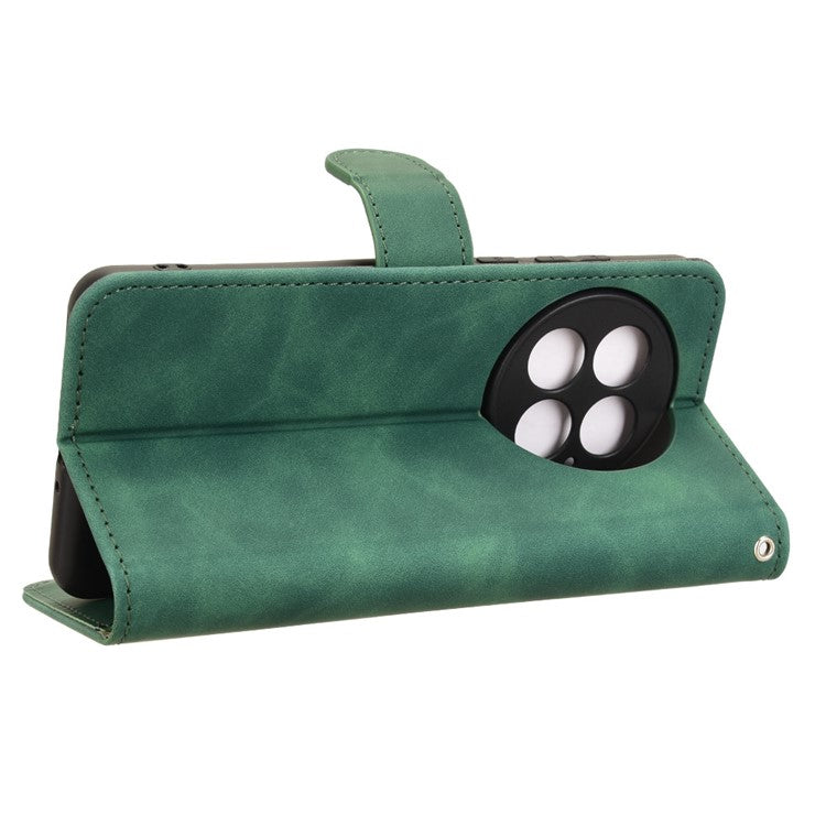 For OnePlus 13 Leather Case Skin-Feel Anti-Drop Wallet Flip Phone Cover - Green