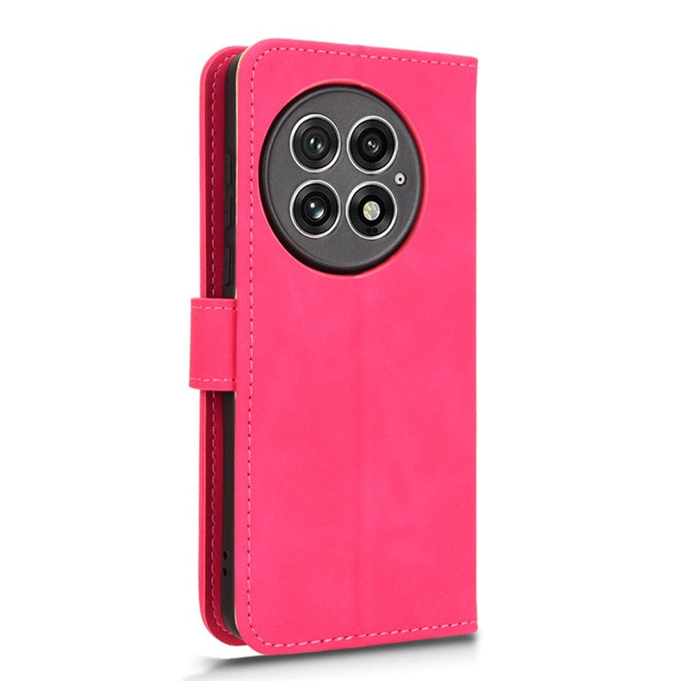 For OnePlus 13 Leather Case Skin-Feel Anti-Drop Wallet Flip Phone Cover - Rose
