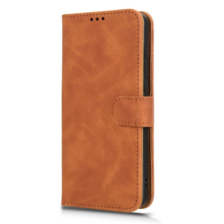 For OnePlus 13 Leather Case Skin-Feel Anti-Drop Wallet Flip Phone Cover - Brown