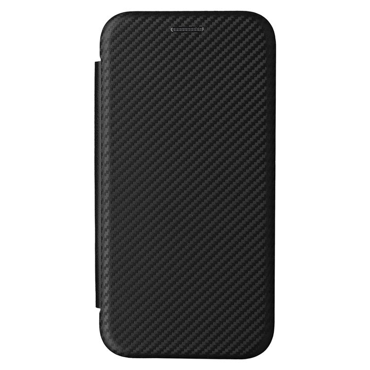 For iPhone 16e Case Carbon Fiber Texture Drop-Proof PU Leather Phone Cover - Black
